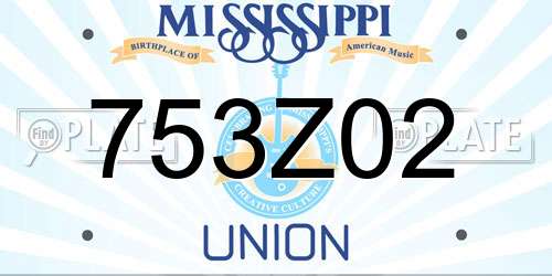 753Z02 Mississippi License Plate
