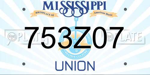 753Z07 Mississippi License Plate