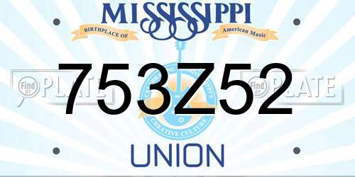 753Z52 Mississippi License Plate
