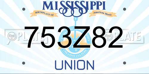 753Z82 Mississippi License Plate