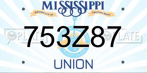 753Z87 Mississippi License Plate