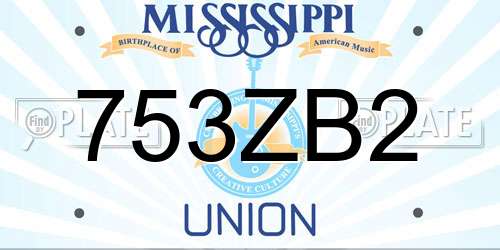 753ZB2 Mississippi License Plate