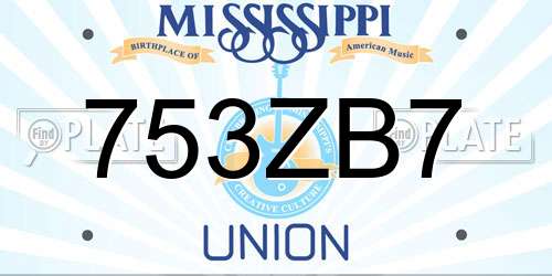 753ZB7 Mississippi License Plate
