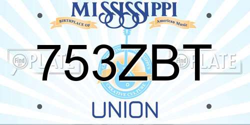 753ZBT Mississippi License Plate