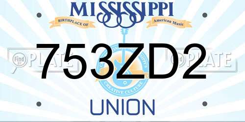 753ZD2 Mississippi License Plate
