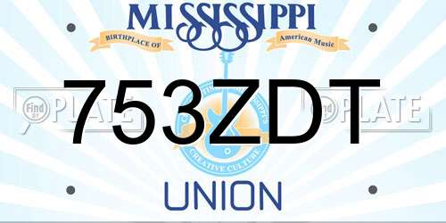 753ZDT Mississippi License Plate