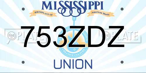 753ZDZ Mississippi License Plate