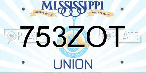 753ZOT Mississippi License Plate