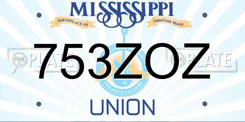 753ZOZ Mississippi License Plate