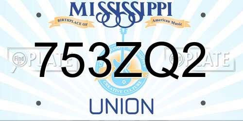753ZQ2 Mississippi License Plate