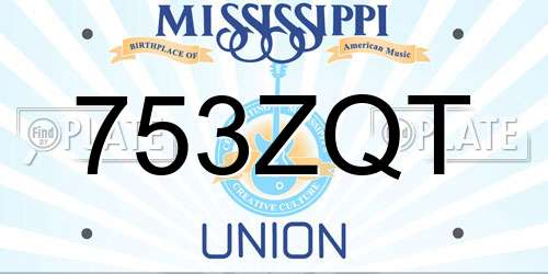 753ZQT Mississippi License Plate