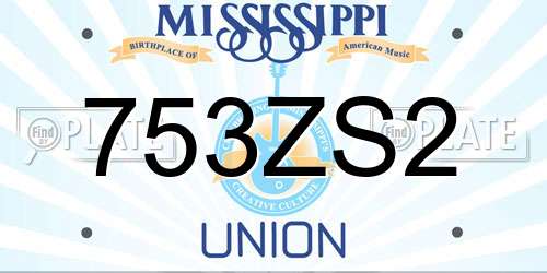 753ZS2 Mississippi License Plate