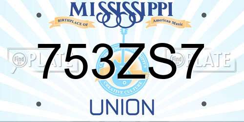 753ZS7 Mississippi License Plate
