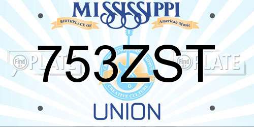 753ZST Mississippi License Plate