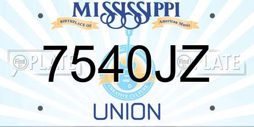 7540JZ Mississippi License Plate