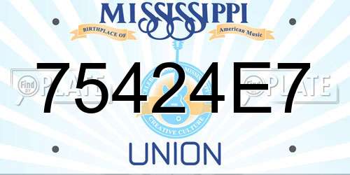 75424E7 Mississippi License Plate