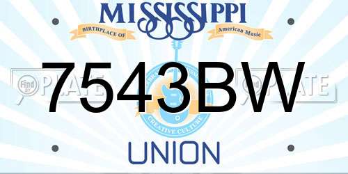 7543BW Mississippi License Plate