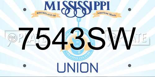 7543SW Mississippi License Plate
