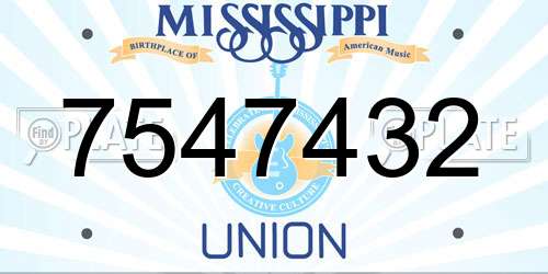 7547432 Mississippi License Plate