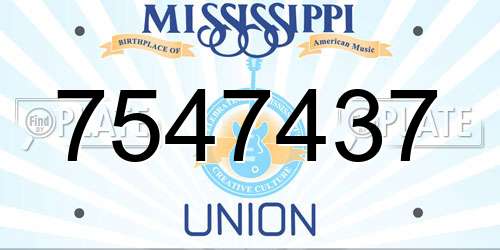 7547437 Mississippi License Plate