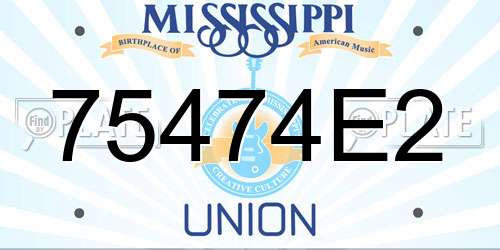 75474E2 Mississippi License Plate