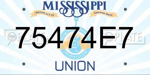 75474E7 Mississippi License Plate