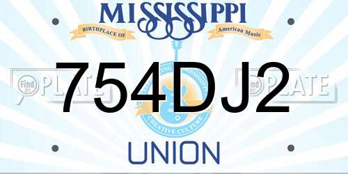 754DJ2 Mississippi License Plate