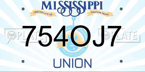 754OJ7 Mississippi License Plate