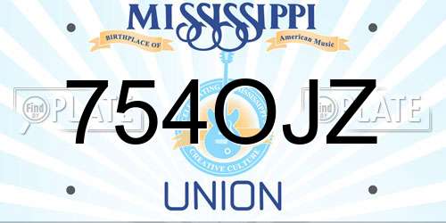 754OJZ Mississippi License Plate