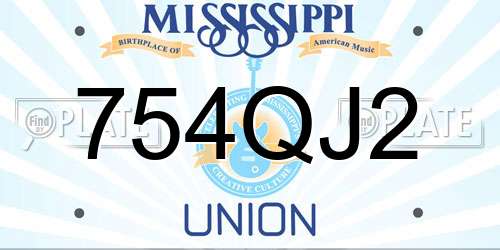 754QJ2 Mississippi License Plate