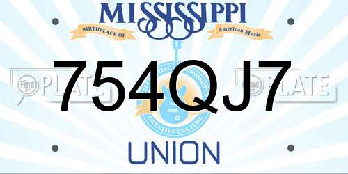 754QJ7 Mississippi License Plate