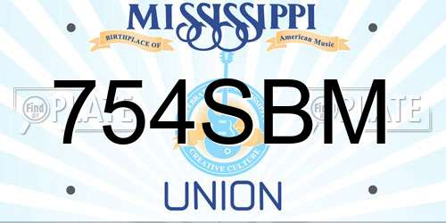 754SBM Mississippi License Plate