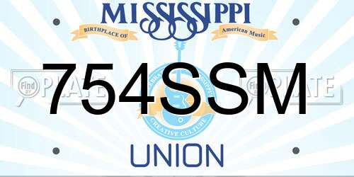 754SSM Mississippi License Plate