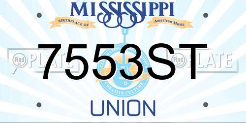 7553ST Mississippi License Plate