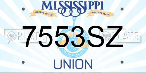 7553SZ Mississippi License Plate