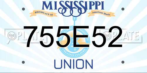 755E52 Mississippi License Plate