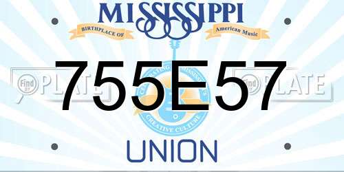 755E57 Mississippi License Plate