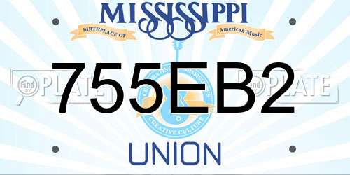755EB2 Mississippi License Plate