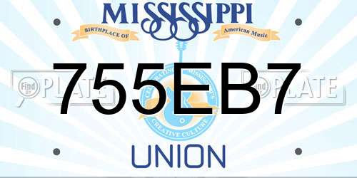 755EB7 Mississippi License Plate
