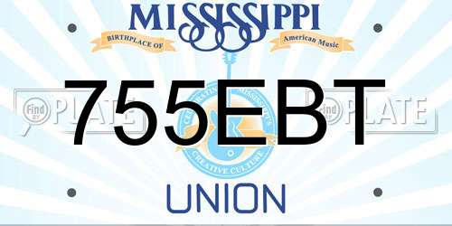755EBT Mississippi License Plate