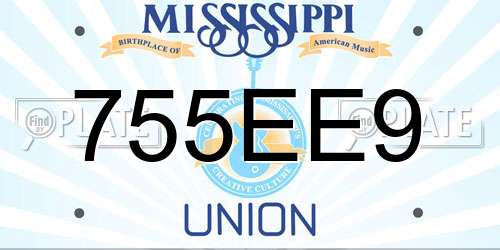755EE9 Mississippi License Plate