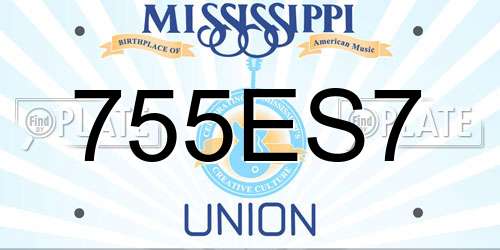 755ES7 Mississippi License Plate