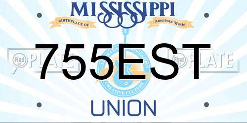 755EST Mississippi License Plate