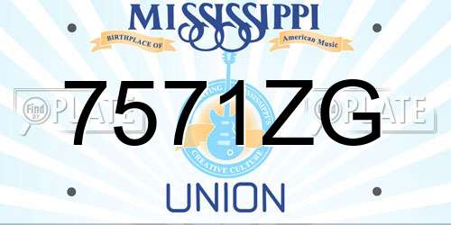 7571ZG Mississippi License Plate