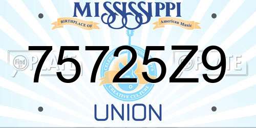 75725Z9 Mississippi License Plate