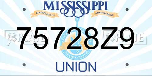 75728Z9 Mississippi License Plate