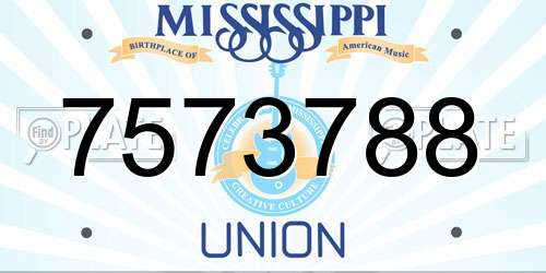 7573788 Mississippi License Plate
