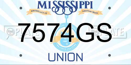 7574GS Mississippi License Plate