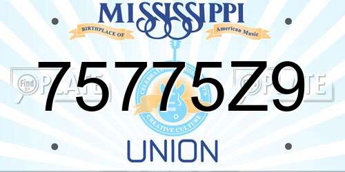 75775Z9 Mississippi License Plate