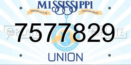7577829 Mississippi License Plate